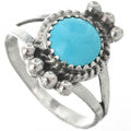 Bague Navajo en argent avec turquoise Kingman et gouttes décoratives
