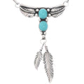 Collier navajo en Y avec turquoises Sonoran et plumes