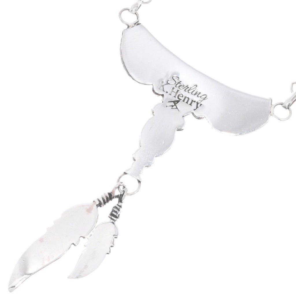 Collier navajo en Y avec turquoises Sonoran et plumes