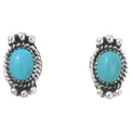 Boucles d’oreilles navajos en argent sterling avec turquoises Kingman naturelles