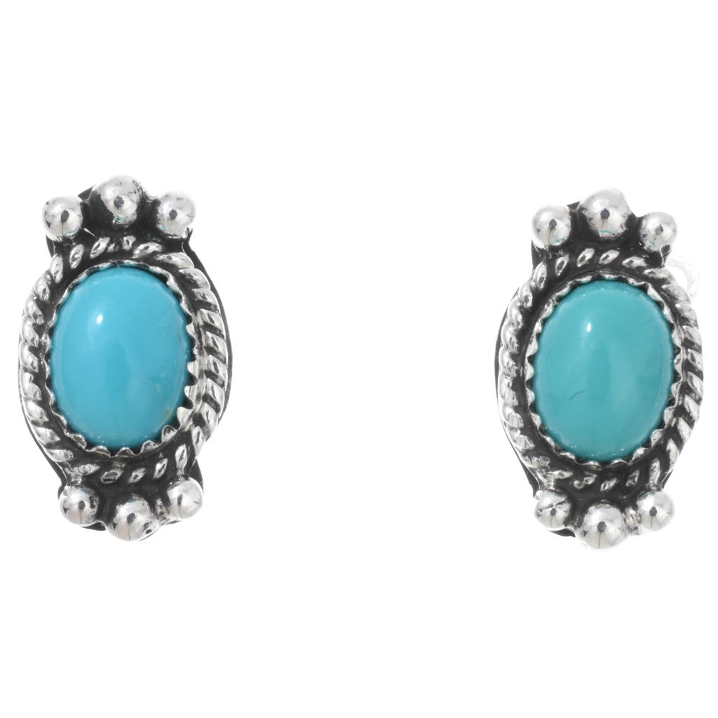 Boucles d’oreilles navajos en argent sterling avec turquoises Kingman naturelles