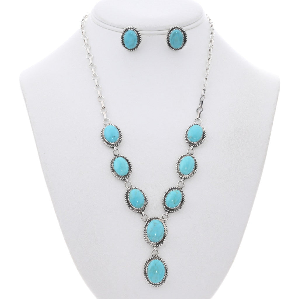 Ensemble navajo en argent sterling avec turquoises Sleeping Beauty