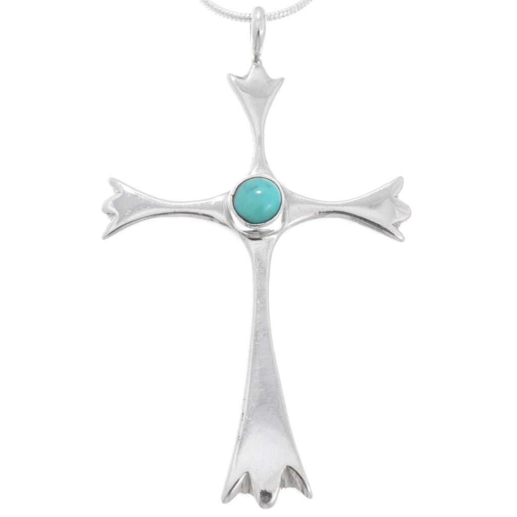 Collier croix Navajo en argent sterling et turquoise
