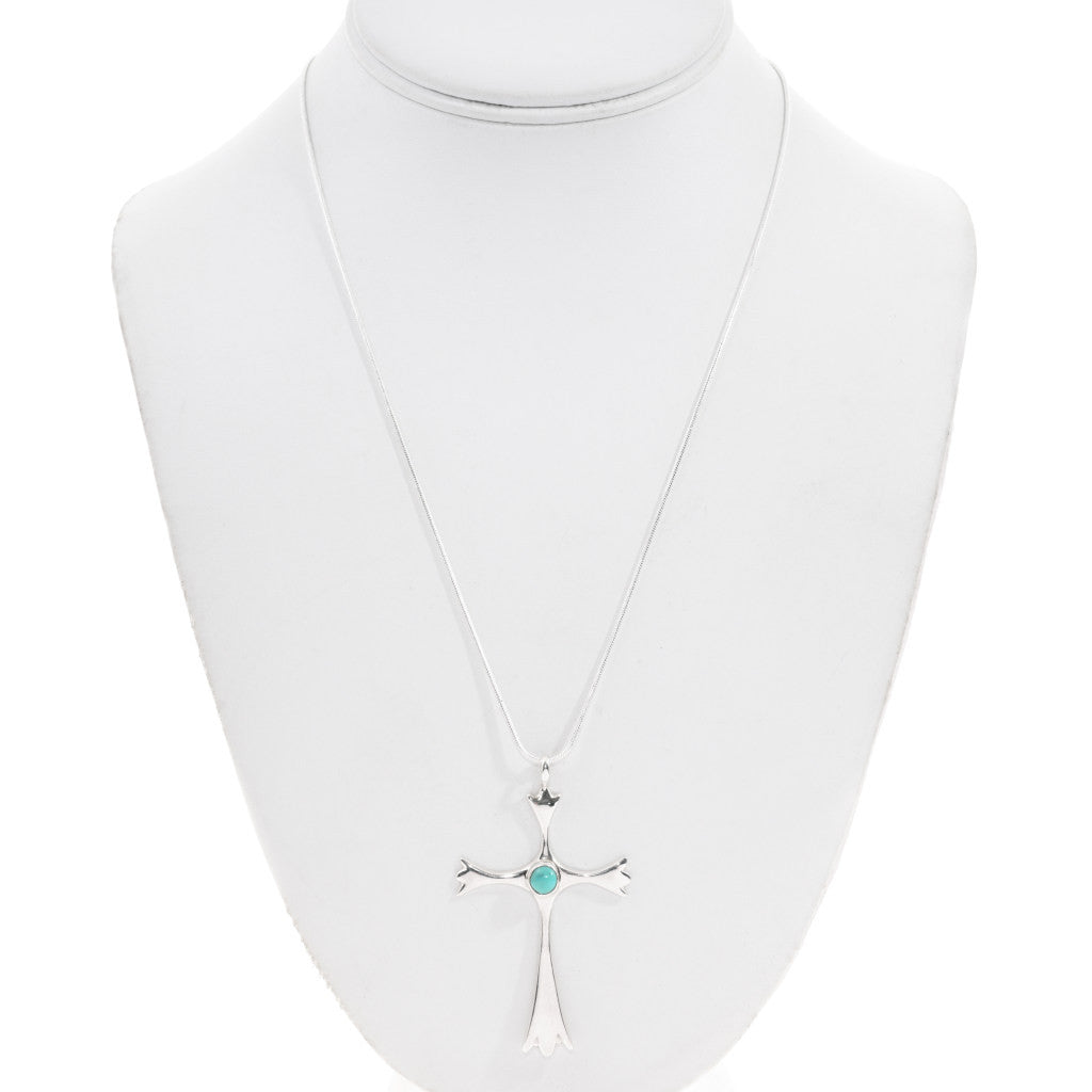 Collier croix Navajo en argent sterling et turquoise