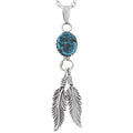 Collier avec pendentif en argent sterling, turquoise et plumes