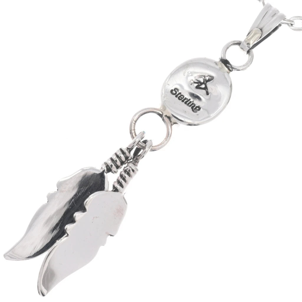 Collier avec pendentif en argent sterling, turquoise et plumes