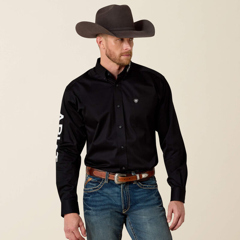 Ariat Men's Shirt – Team Logo Lightweight Twill Fitted Tango Red / White