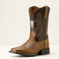 Bottes ariat enfant Stampede Wide Square Toe – Brun désert et brun tonnerre