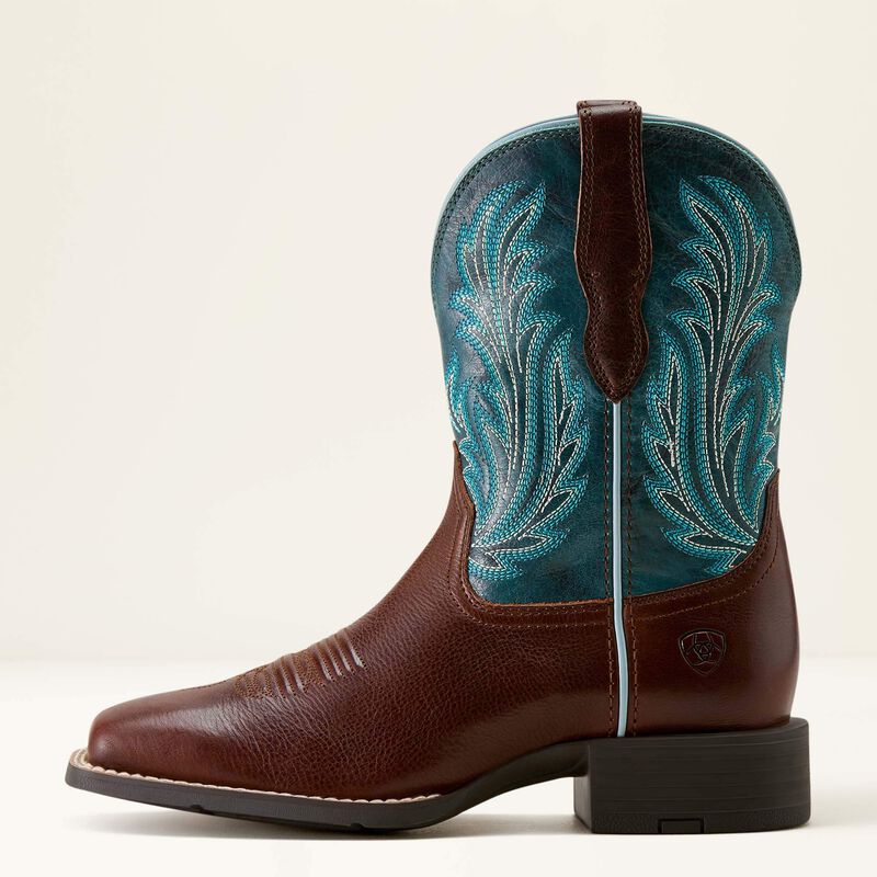 Bottes western Ariat Round Up Filly Wide Square Toe – Oiled Teak / Loyal Blue – Femme