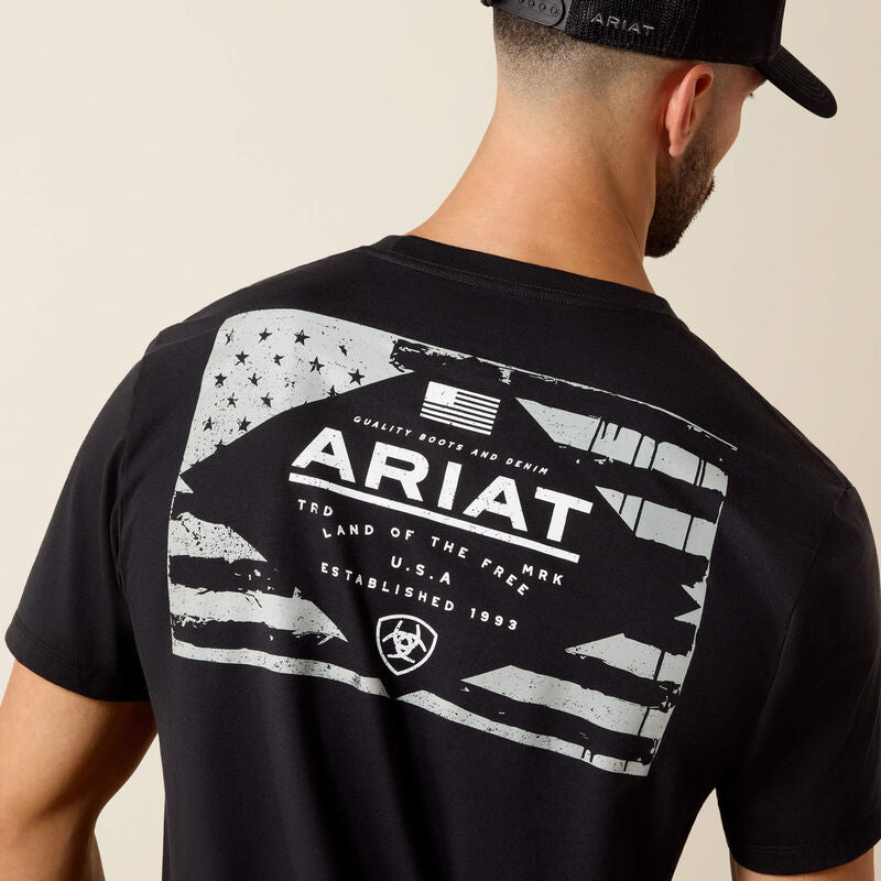 Ariat Lockup Flag Painted T-Shirt - Black - 01