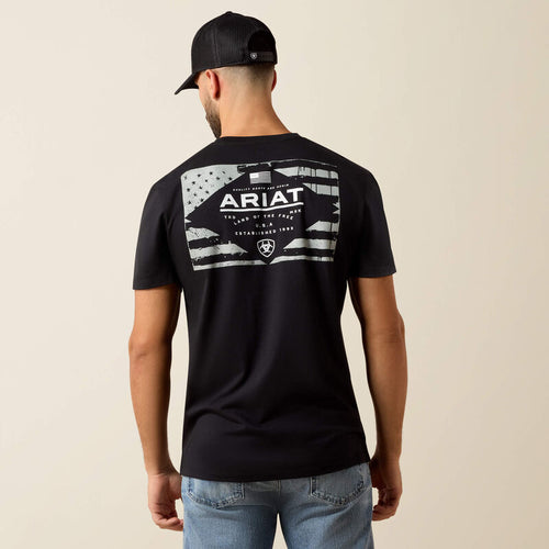 Ariat Lockup Flag Painted T-Shirt - Black - front
