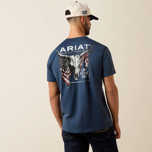 Ariat Longhorn Patriot Bravery T-Shirt - Blue Dusk - front