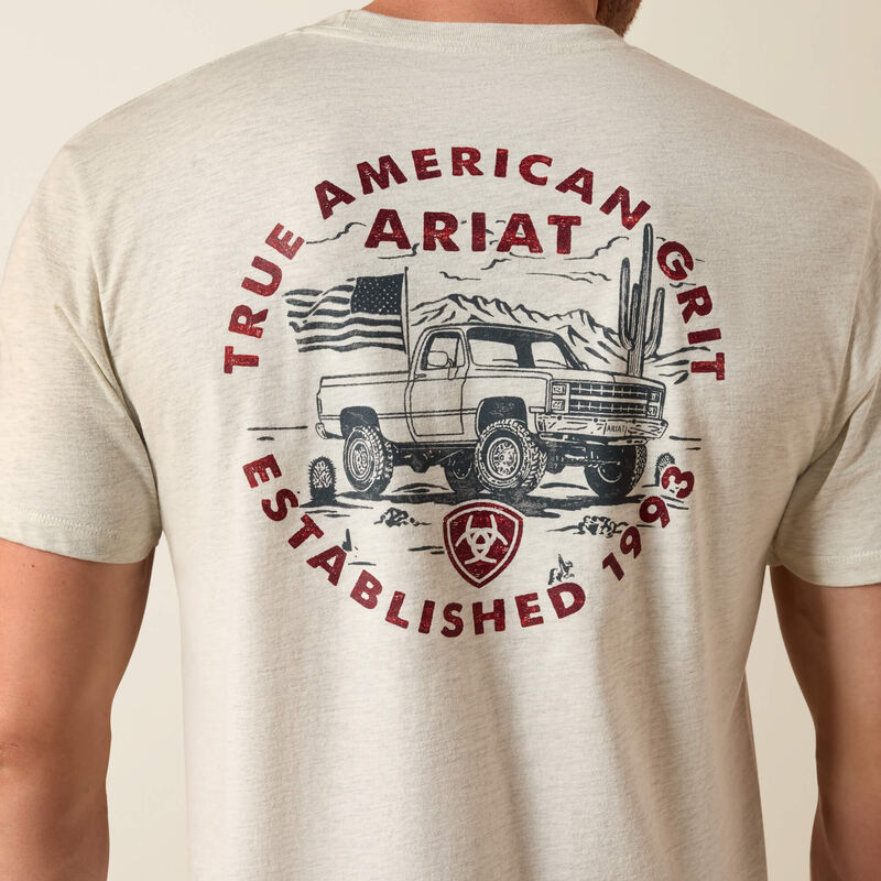 Ariat Trucker Freedom Flag T-Shirt - Oatmeal Heather - 01