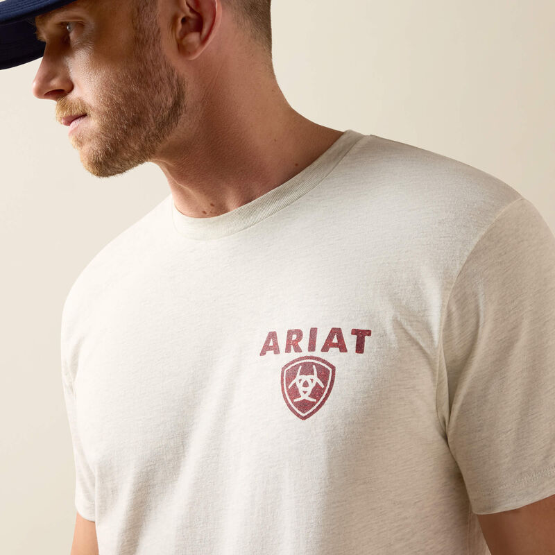 Ariat Trucker Freedom Flag T-Shirt - Oatmeal Heather - 02