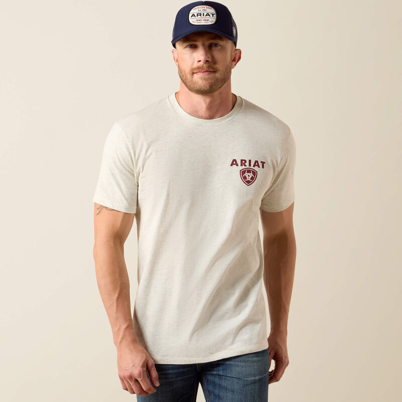 Ariat Trucker Freedom Flag T-Shirt - Oatmeal Heather - back