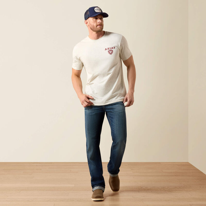 Ariat Trucker Freedom Flag T-Shirt - Oatmeal Heather - full