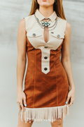Robe « Camel & Cream Suede » à franges