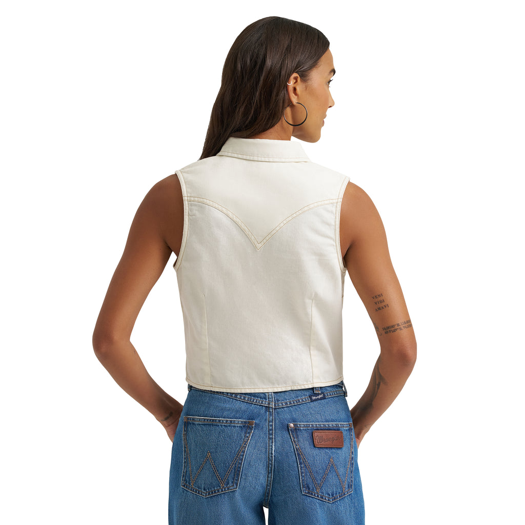Chemise sans manches Wrangler Retro Punchy – Blanche