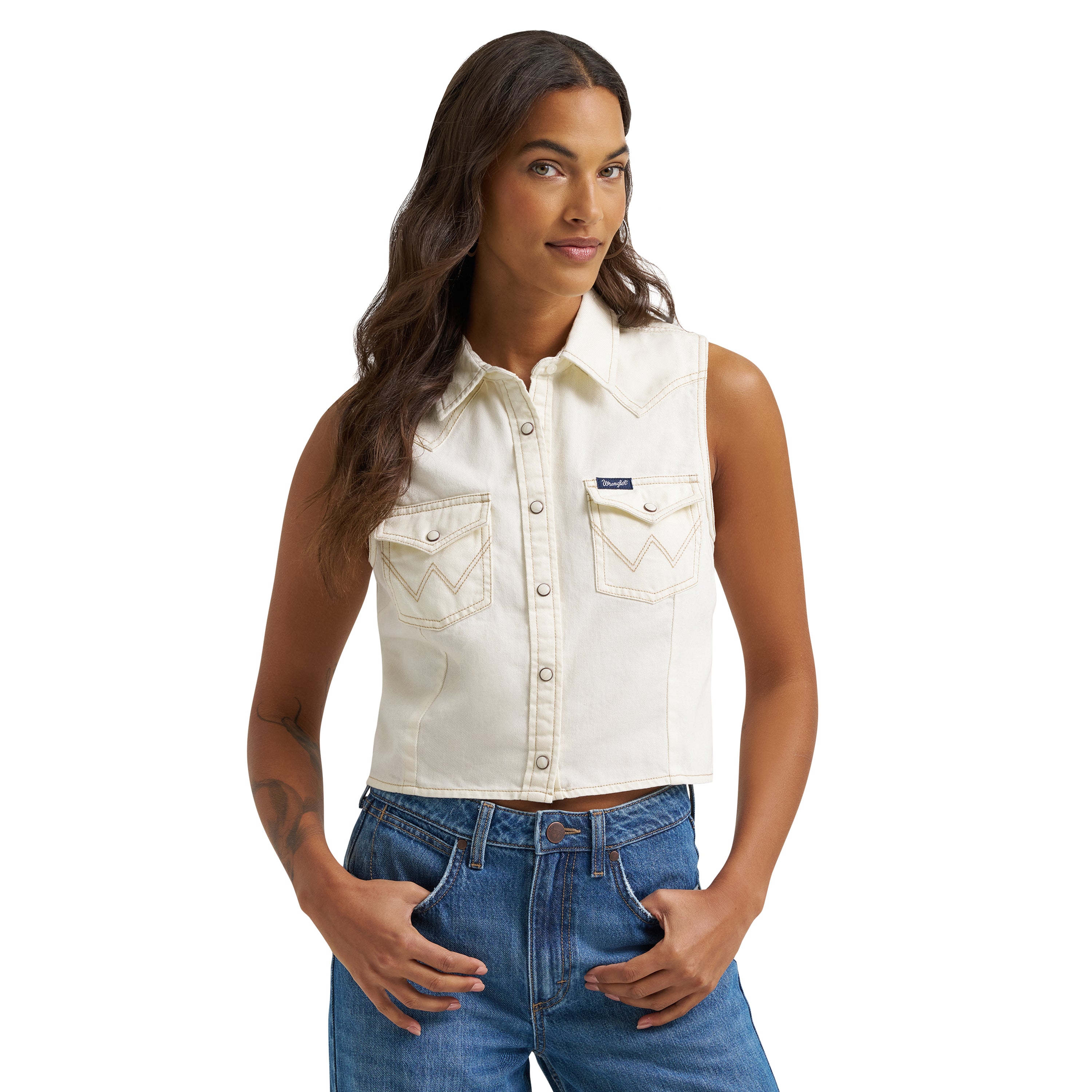 Chemise sans manches Wrangler Retro Punchy – Blanche