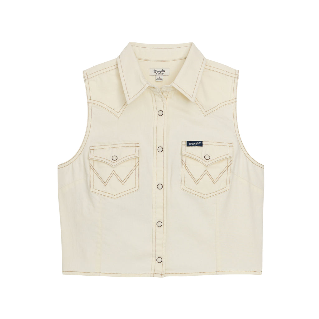 Chemise sans manches Wrangler Retro Punchy – Blanche