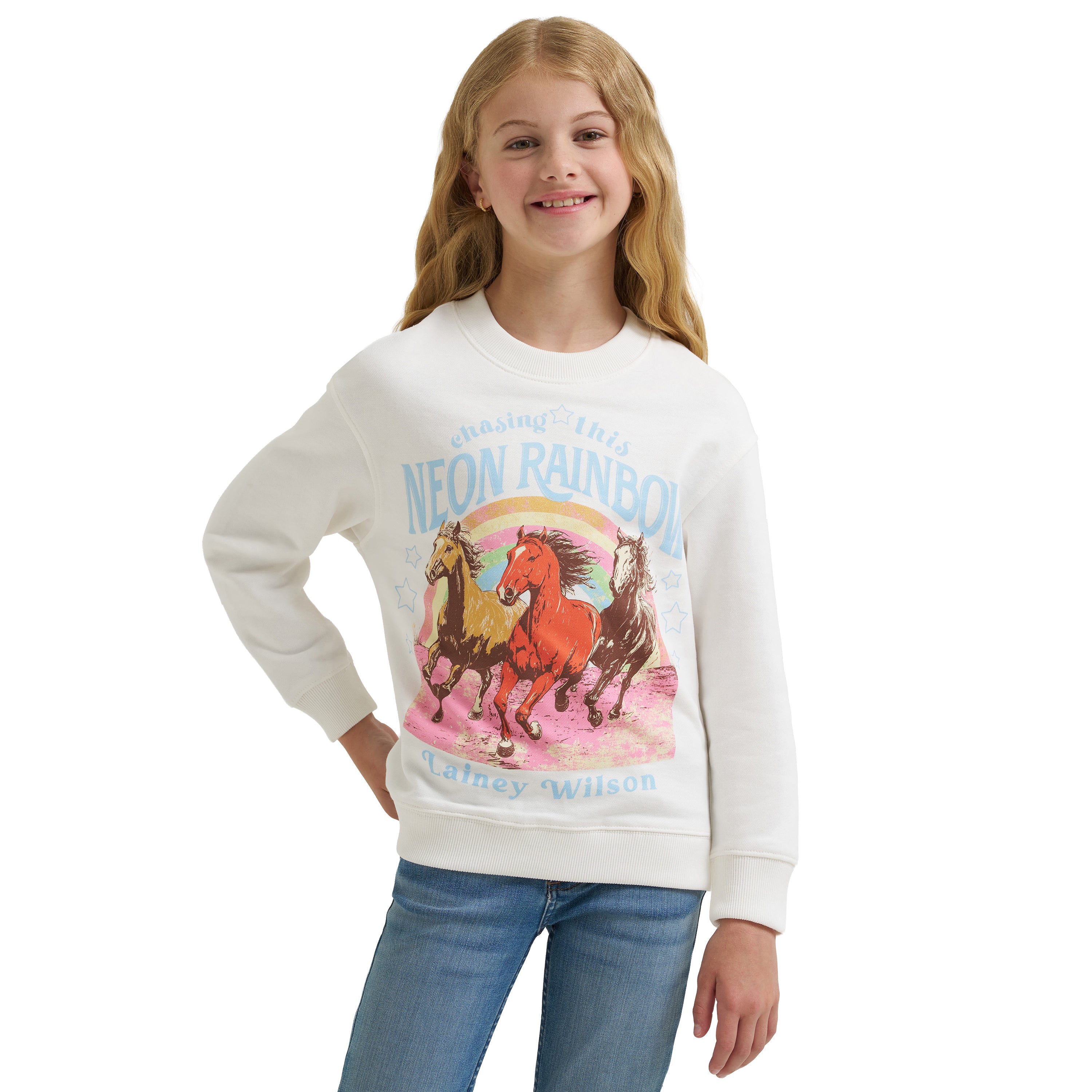 Crewneck Neon Rainbow Wrangler x Lainey Wilson – Fille