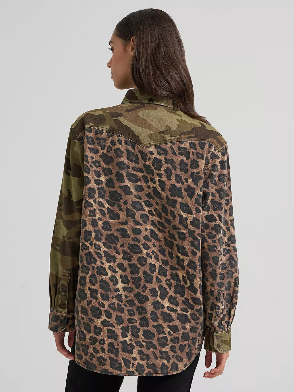 Wrangler Retro® Leopard & Camo Boyfriend Snap Shirt