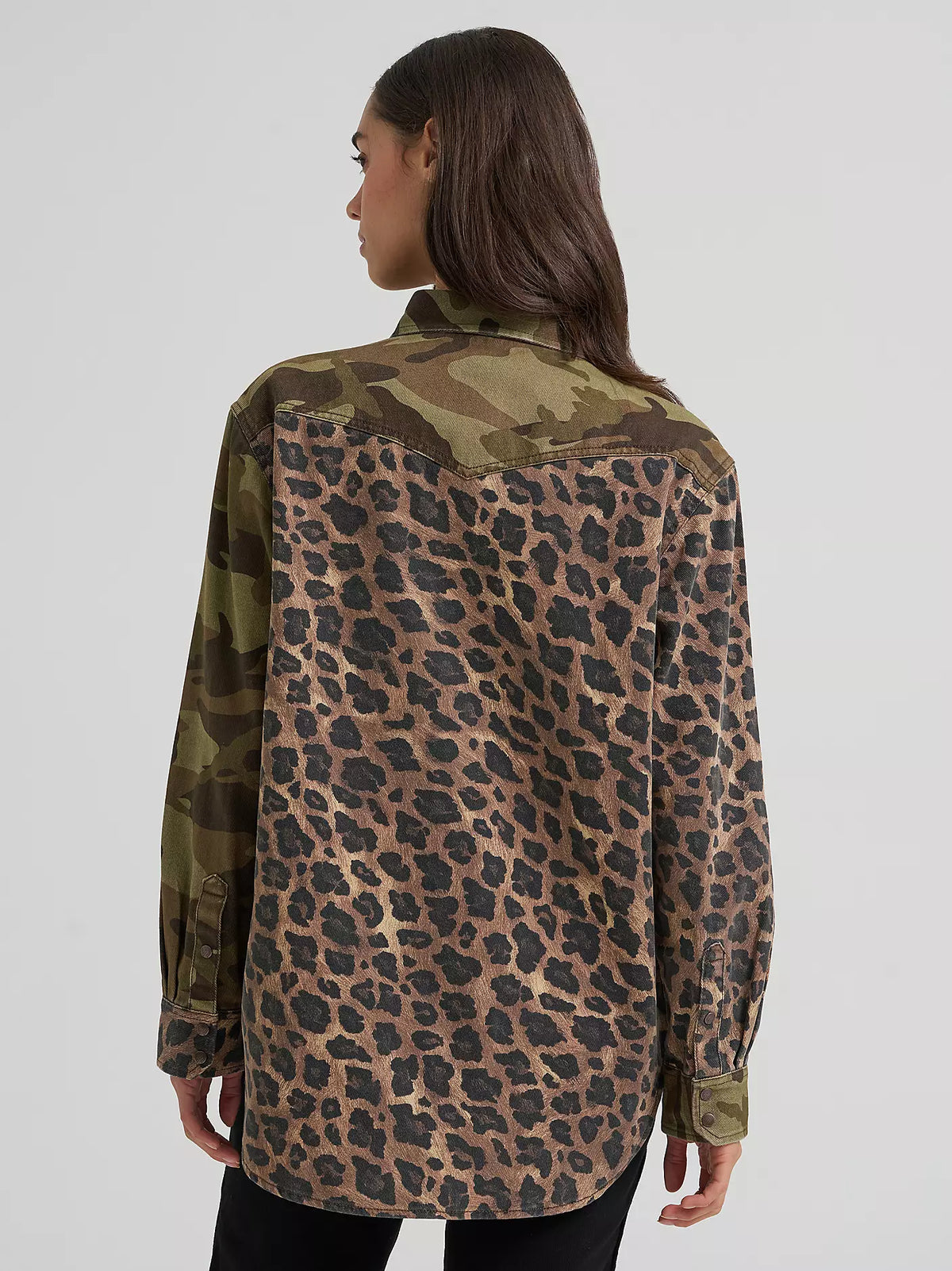 Wrangler Retro® Leopard & Camo Boyfriend Snap Shirt