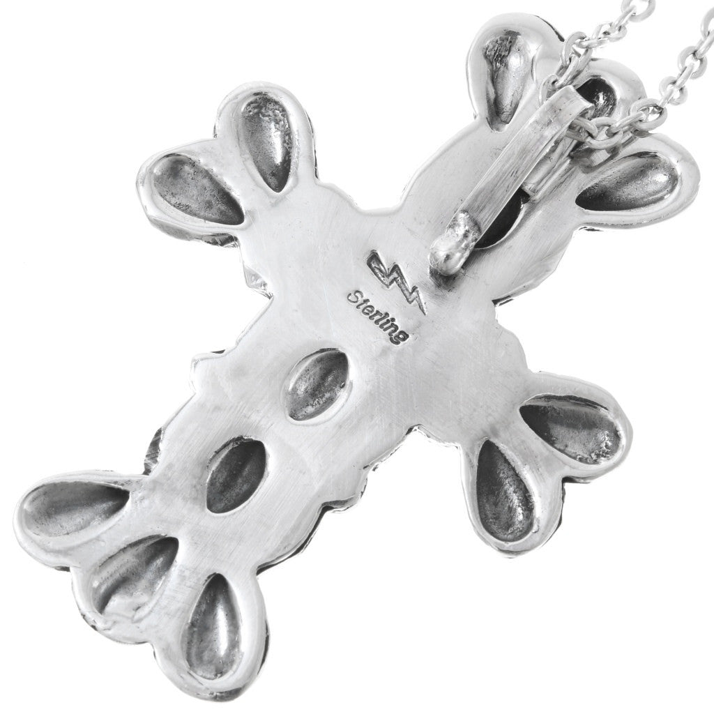 Pendentif croix amérindien en argent sterling avec turquoise Kingman