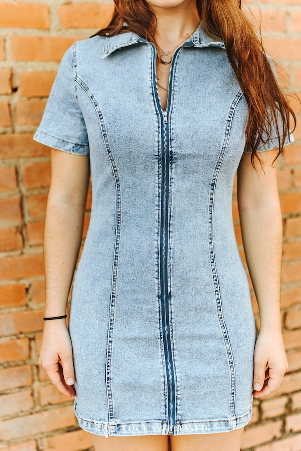 Robe western « Light Wash Denim » zipée