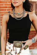 Camisole côtelée à détail de mors – Noir