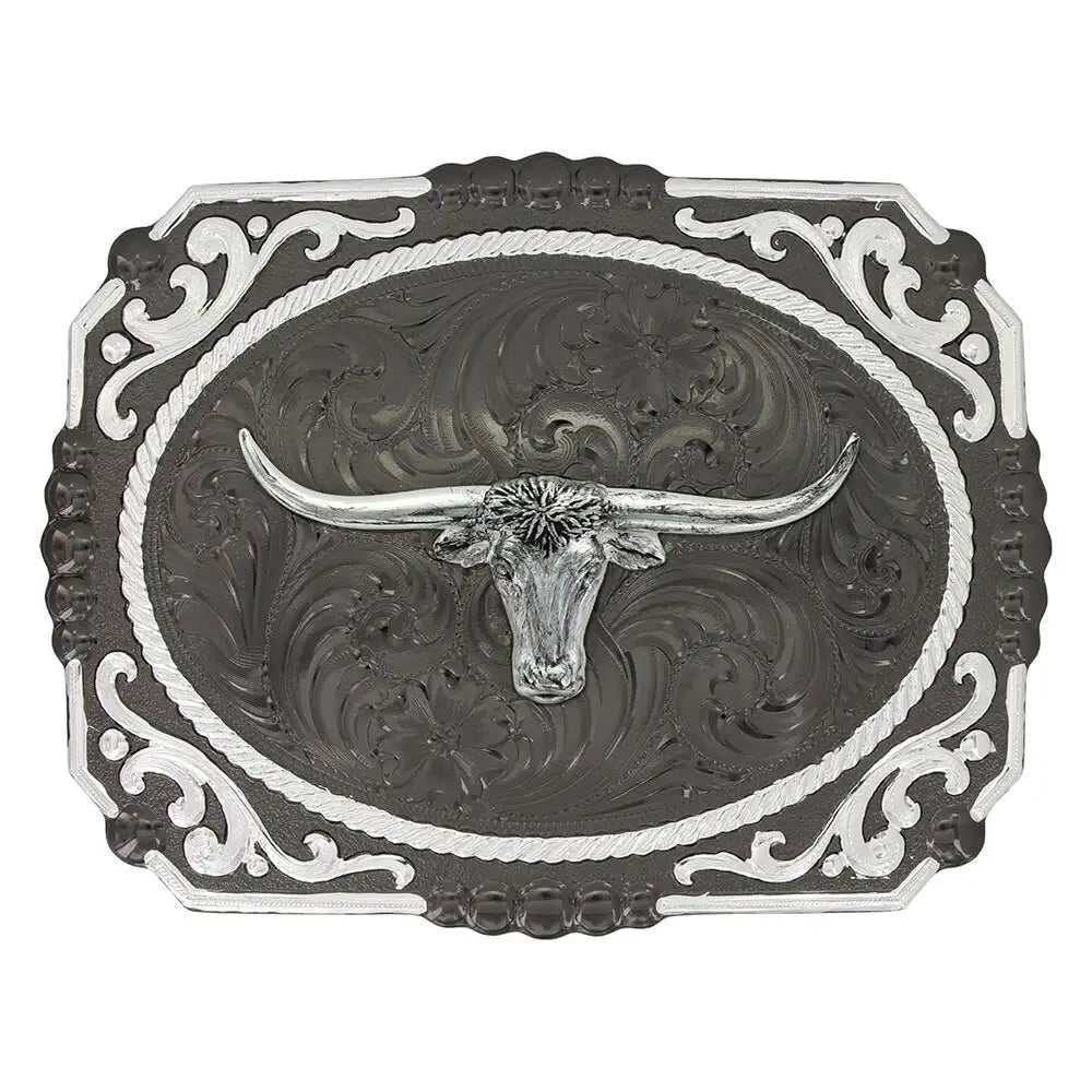 Boucle de ceinture Longhorn Steer à filigranes noir canon