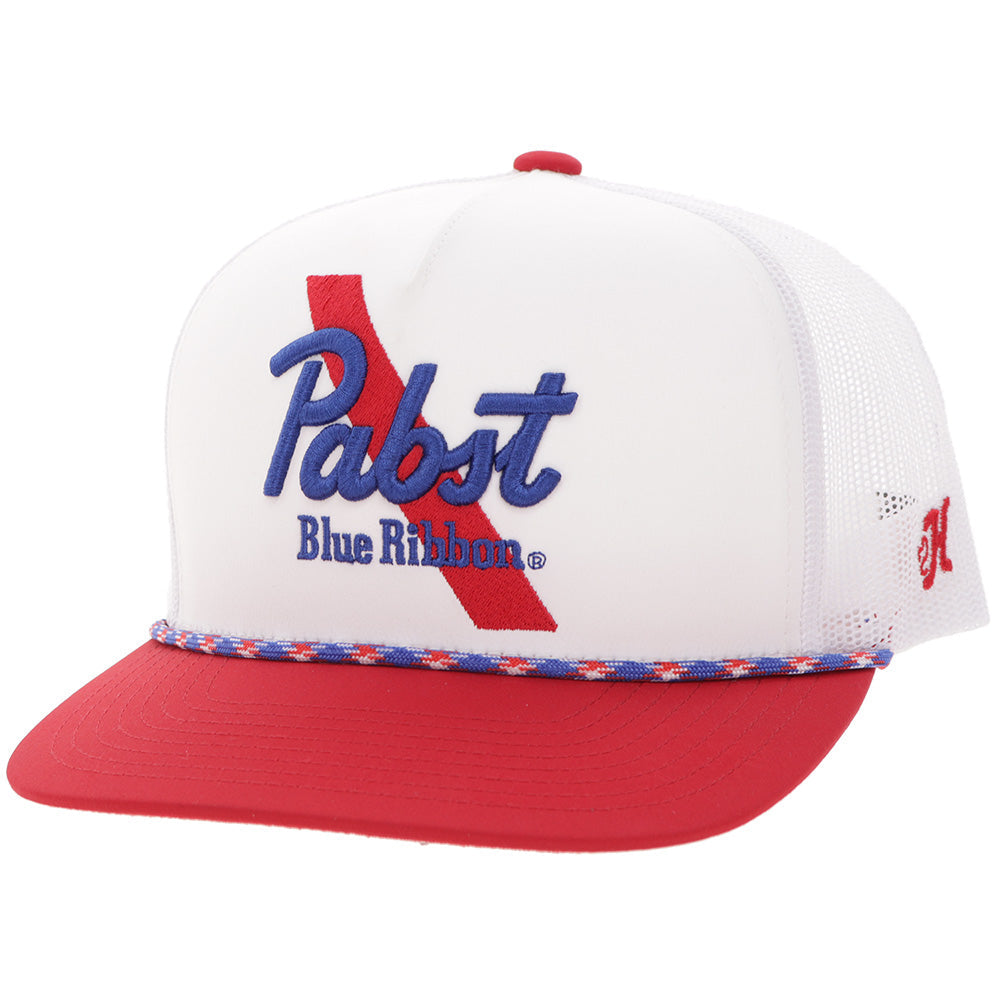 Casquette Hooey Pabst Blue Ribbon - Blanc / Rouge à visière with Bleu / Rouge Stitching