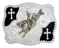 Boucle de ceinture western avec cavalier de taureau