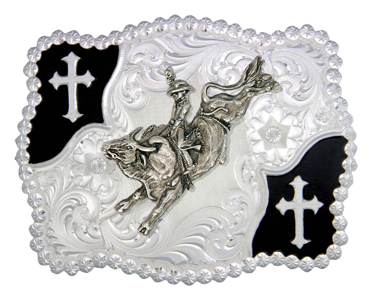 Boucle de ceinture western avec cavalier de taureau
