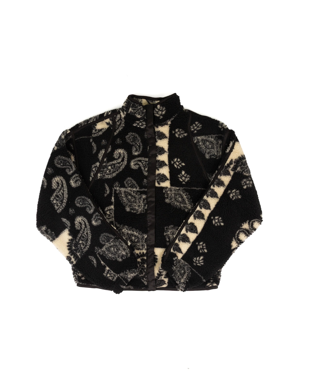 Chandail sherpa Paisley avec passepoil – Noir