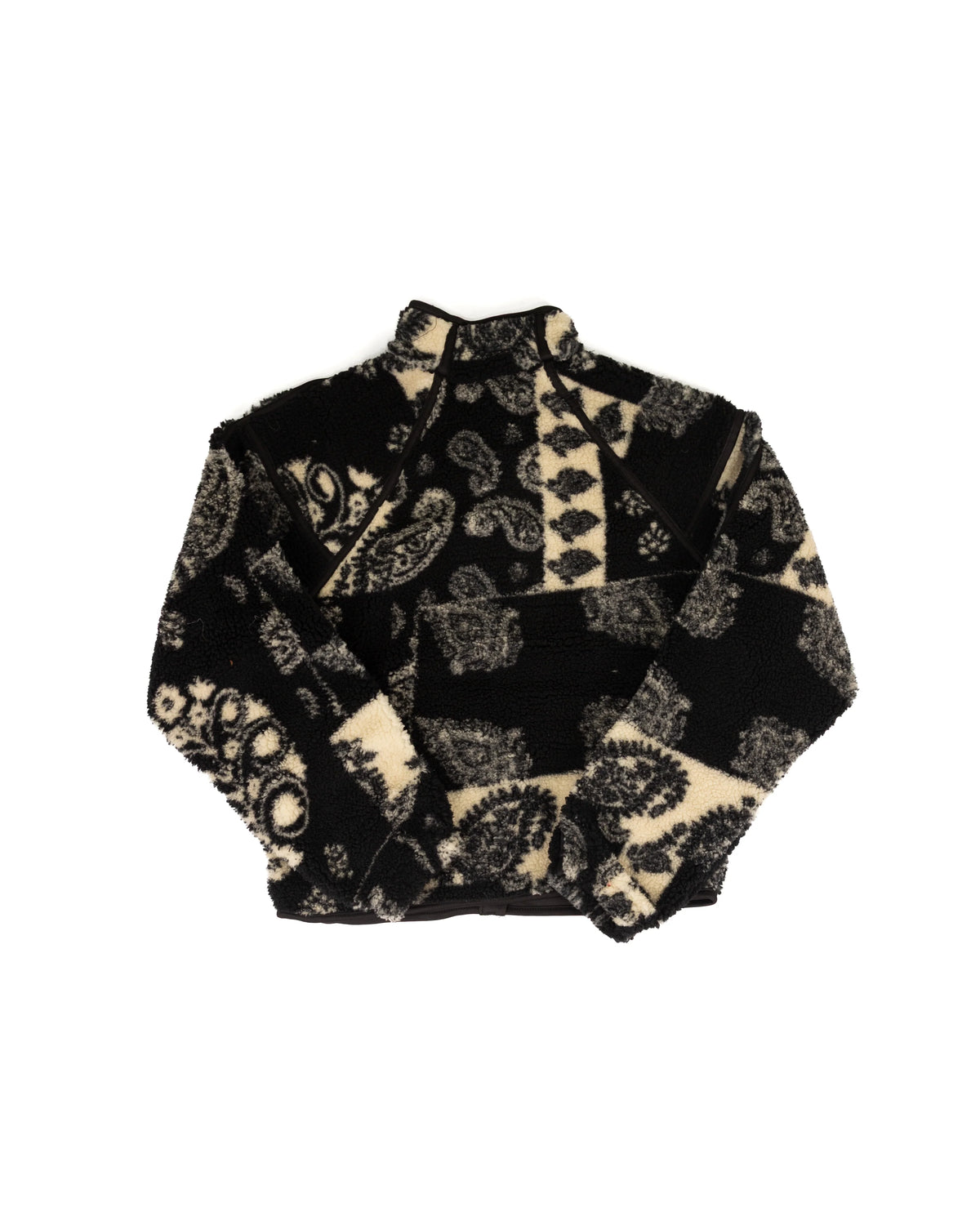 Chandail sherpa Paisley avec passepoil – Noir