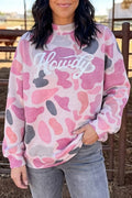 Sweat à col montant imprimé camouflage « Howdy Western », coupe ample: Rose / L