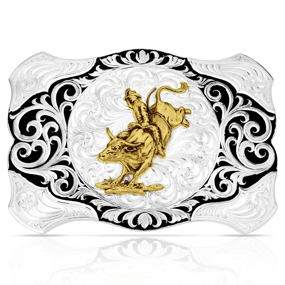 Boucle de ceinture Painted Canyon avec cavalier de taureau