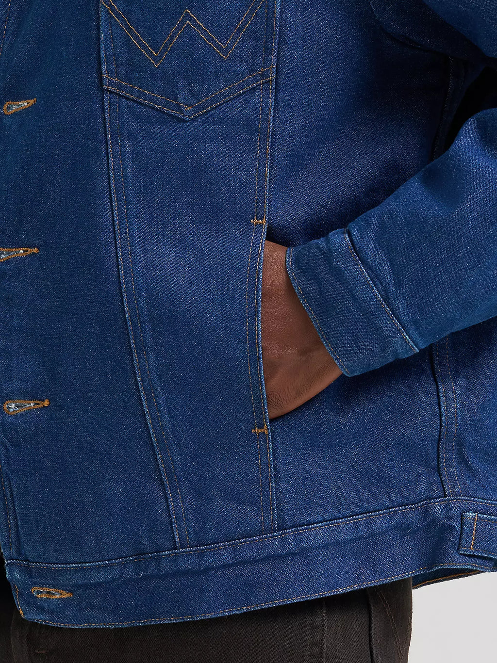 Manteau Wrangler Western en denim doublé sherpa – Denim foncé