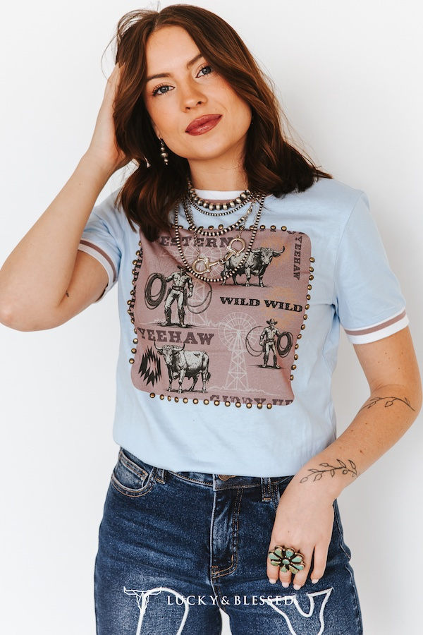 Chandail Wild West clouté – Bleu pâle