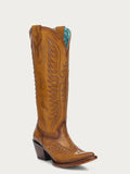 Bottes de cowboy tan brodées pour femme
