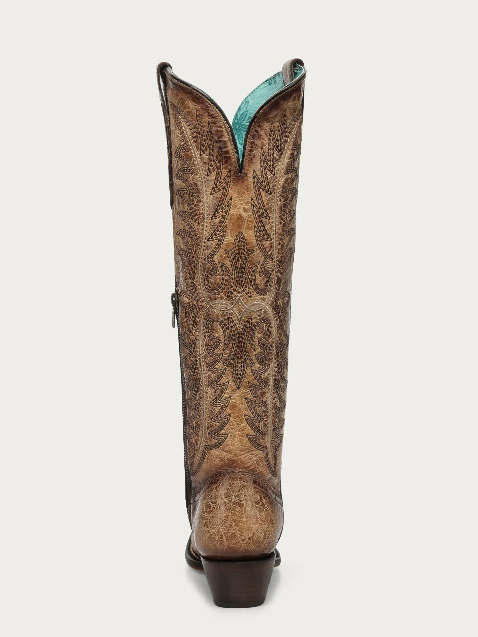 Bottes de cowboy sable brodées à tige haute pour femme