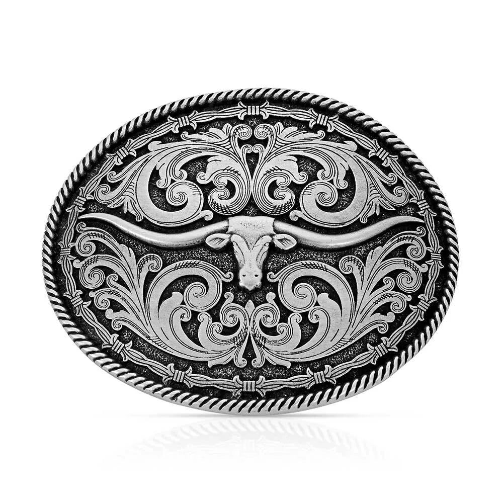 Boucle de ceinture Longhorn Rope & Barbed Wire