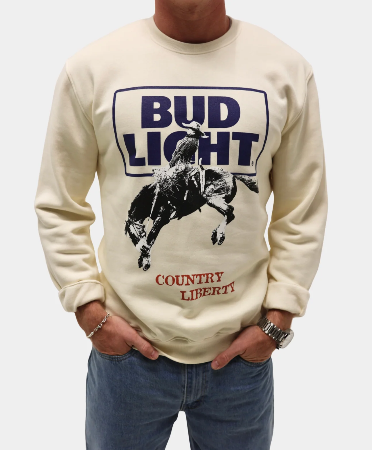 Crewneck « Bud Light Rodeo » crème