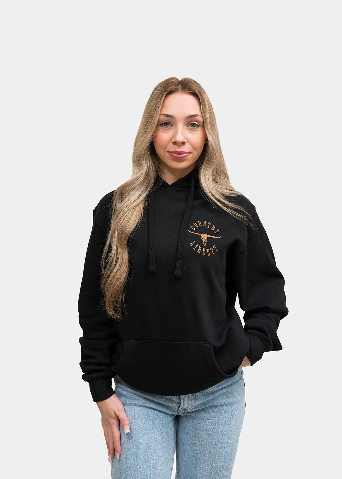 Hoodie « Country Liberty Longhorn » noir