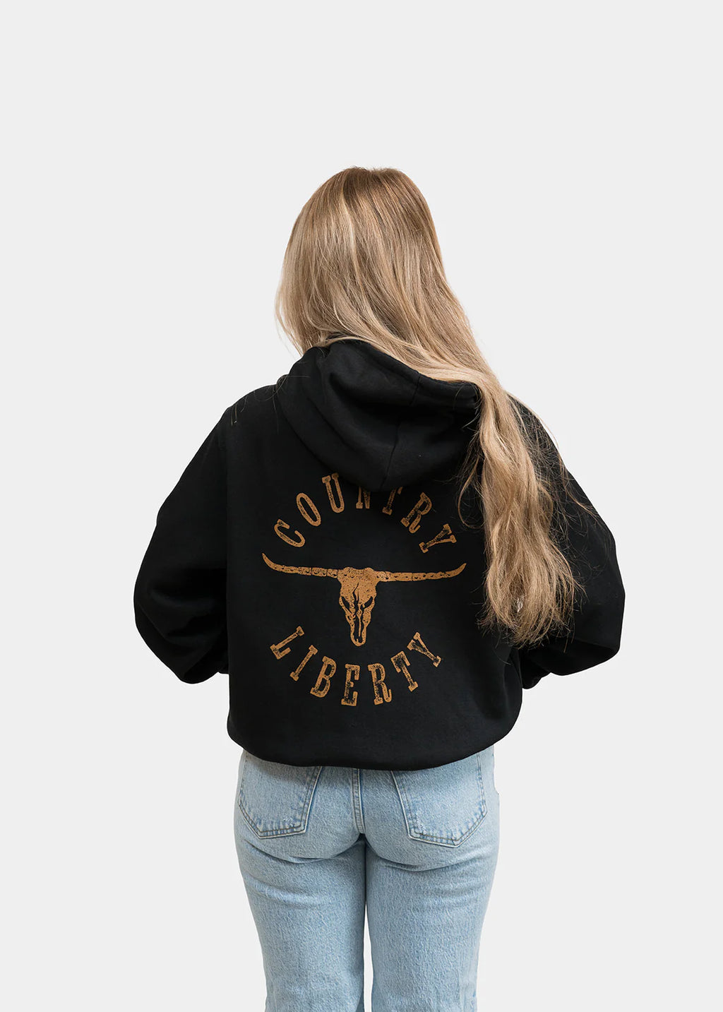 Hoodie « Country Liberty Longhorn » noir