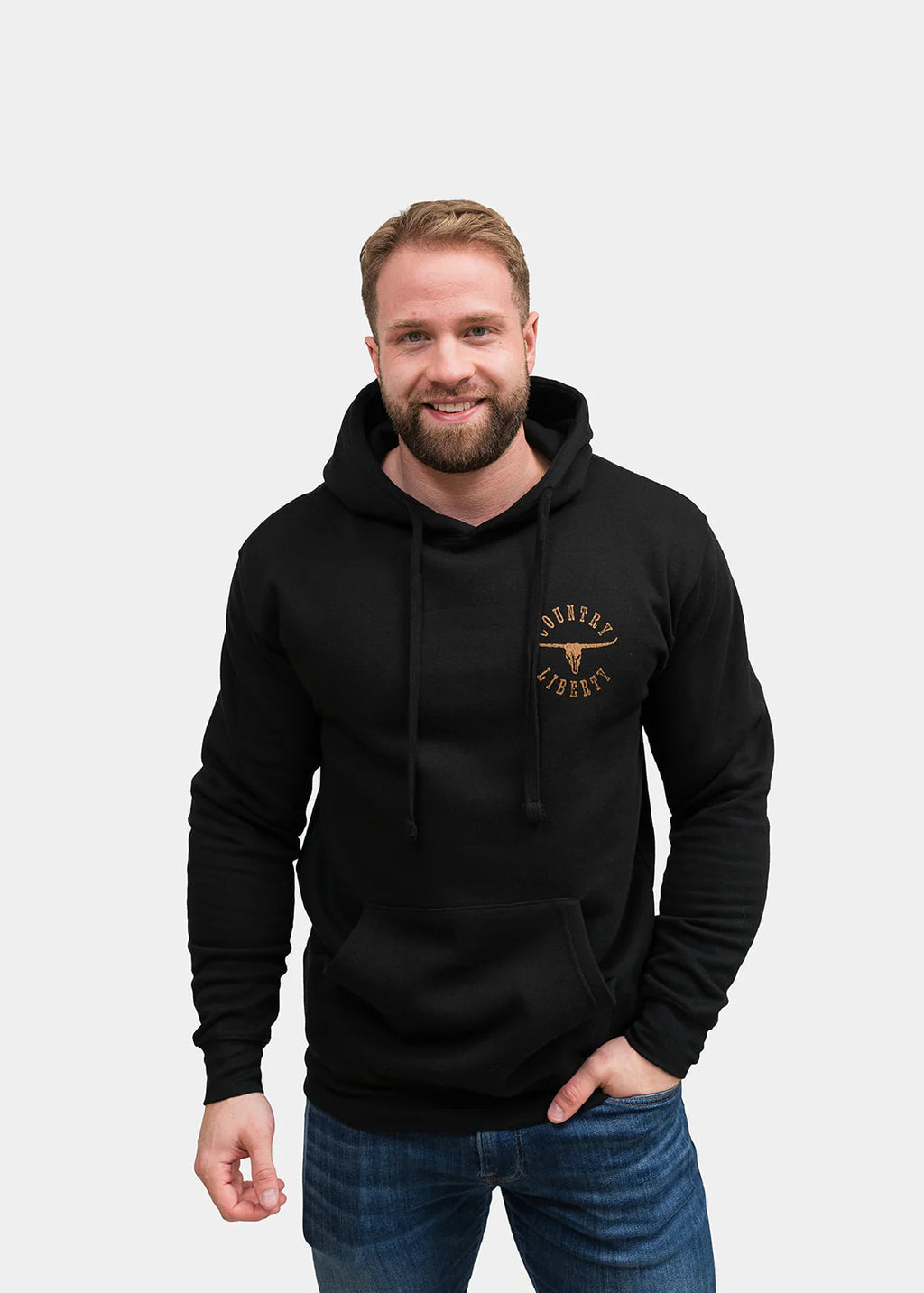 Hoodie « Country Liberty Longhorn » noir