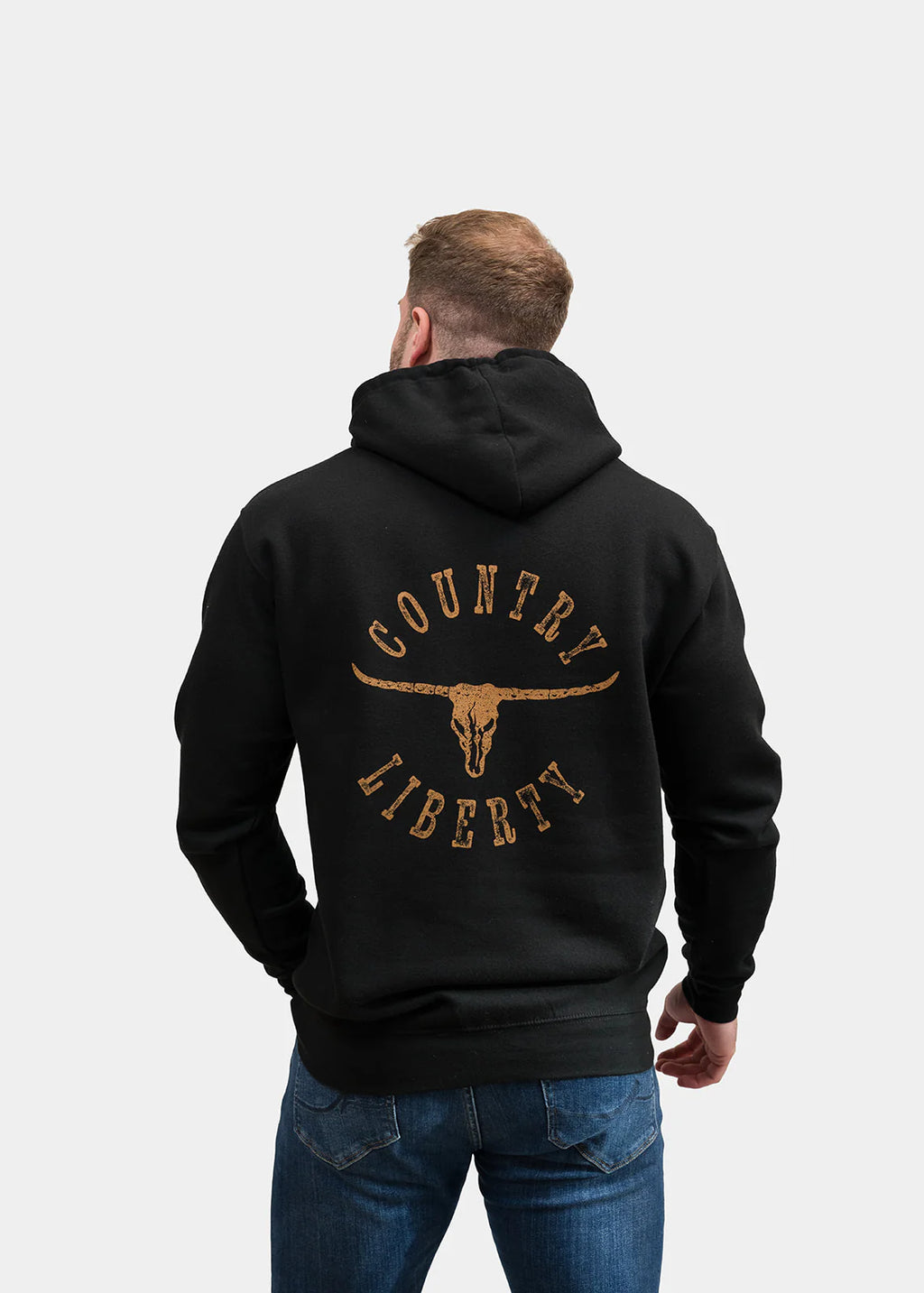 Hoodie « Country Liberty Longhorn » noir