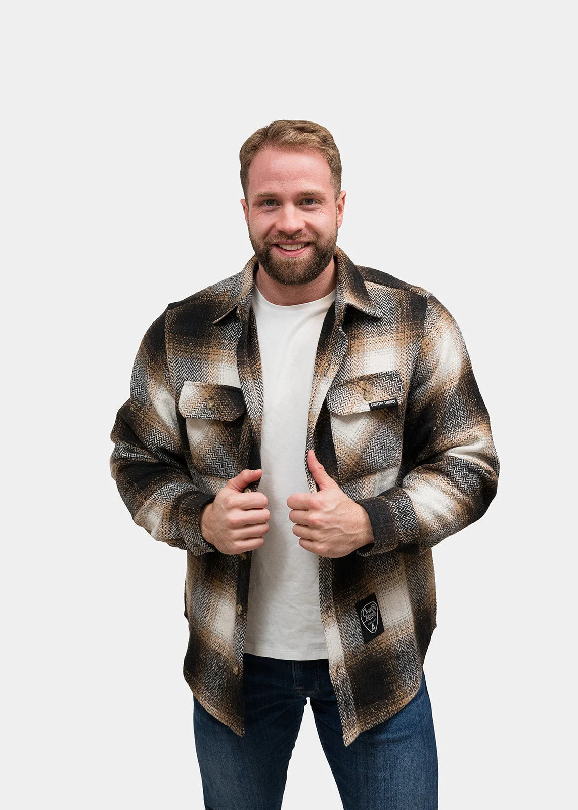 Surchemise en polar à carreaux – Brun