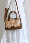 Sac a main western en cuir et peau de vache